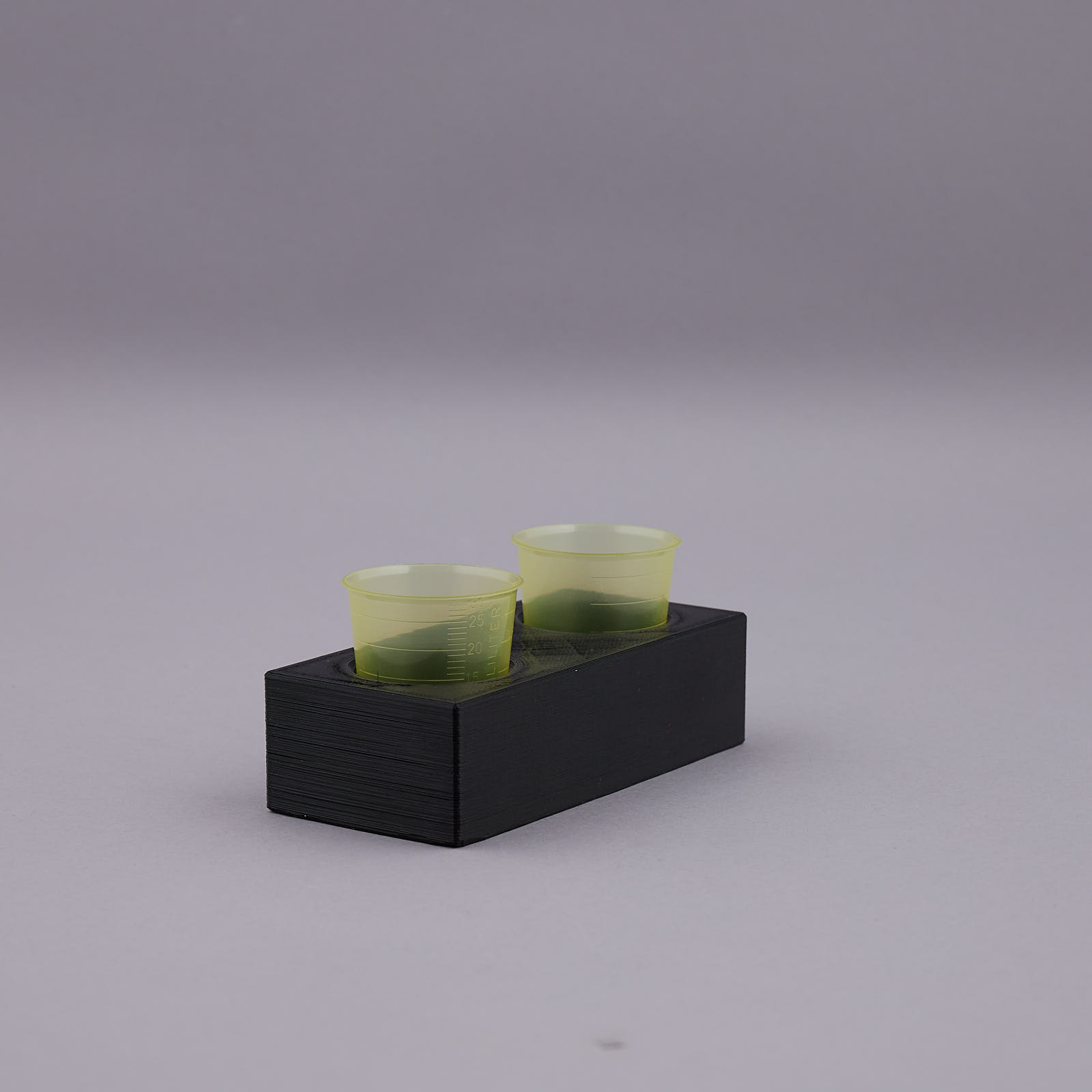 Rack for 2 pcs, pH-buffer, Black PLA printed